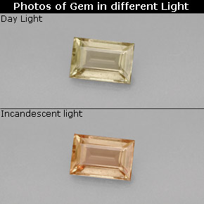 Diásporo con Cambio de Color Verde/rosado natural de 0.86 ct, Corte Baguette, VS-SI