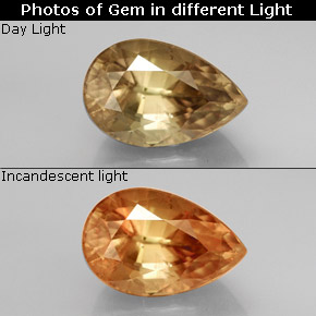 Diasporo con cambio de color  natural de 3,78 ct, en forma de pera, SI