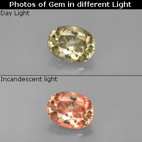 Diasporo con cambio de color  natural de 0,84 ct, corte óvalo, VVS-VS