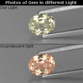Diasporo con cambio de color  natural de 0,64 ct, corte óvalo, VVS-VS