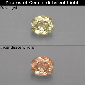 Diasporo con cambio de color  natural de 0,69 ct, corte óvalo, VS