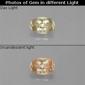 Diasporo con cambio de color  natural de 0,54 ct, corte óvalo, VS