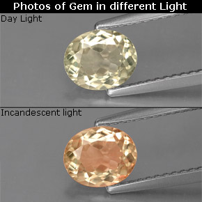 Diasporo con cambio de color  natural de 1,03 ct, corte óvalo, VS