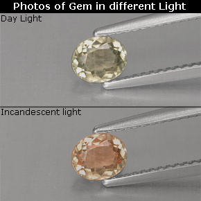 Diasporo con cambio de color  natural de 0,63 ct, corte óvalo, VS