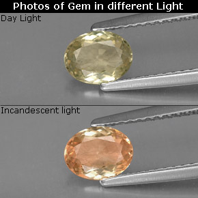 Diasporo con cambio de color  natural de 0,68 ct, corte óvalo, VS