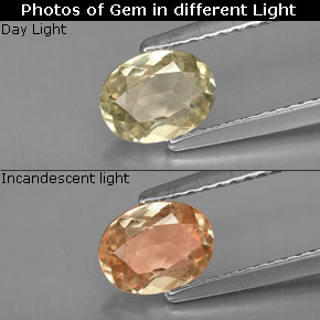 Diasporo con cambio de color  natural de 0,77 ct, corte óvalo, VS