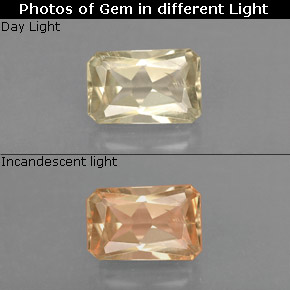 Diasporo con cambio de color  natural de 0,96 ct, corte esmeralda, VS
