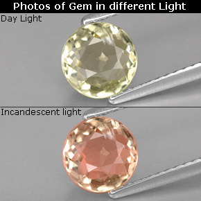 Diasporo con cambio de color  natural de 1,12 ct, corte redondo, VS