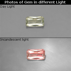 Diasporo con cambio de color  natural de 0,35 ct, corte esmeralda, VS