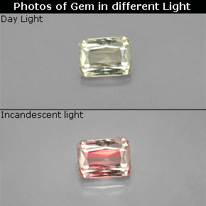 Diasporo con cambio de color  natural de 0,70 ct, corte esmeralda, VS