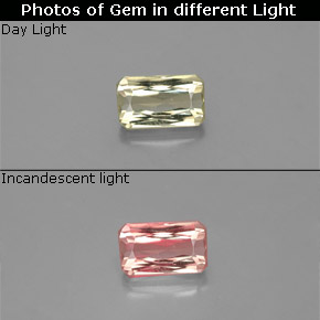 Diasporo con cambio de color  natural de 0,62 ct, corte esmeralda, VS