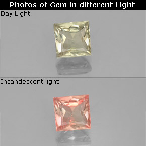 Diasporo con cambio de color  natural de 0,76 ct, cuadrado, VS-SI