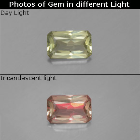 Diasporo con cambio de color  natural de 0,78 ct, corte esmeralda, VS