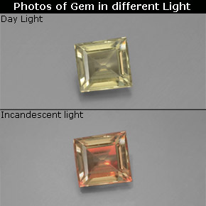 Diasporo con cambio de color  natural de 0,97 ct, cuadrado, VS