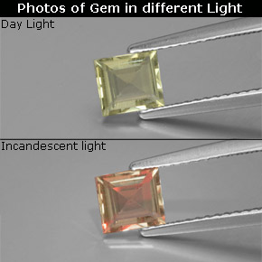 Diasporo con cambio de color  natural de 0,71 ct, cuadrado, VS