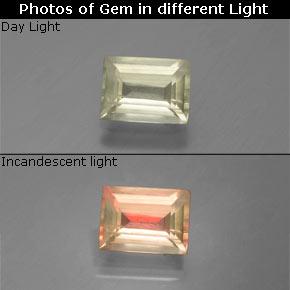 Diásporo con Cambio de Color Verde/rosado natural de 1.05 ct, Corte Baguette, VS