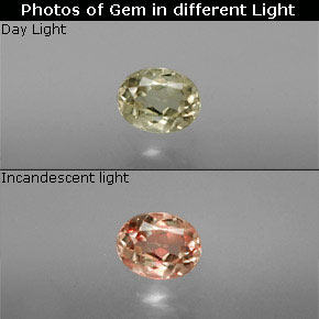 Diasporo con cambio de color  natural de 0,32 ct, corte óvalo, VS
