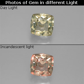 Diásporo con Cambio de Color Verde/rosado natural de 0.93 ct, Corte Cojín, VS-SI