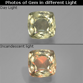 Diásporo con Cambio de Color Verde/rosado natural de 1.28 ct, Corte Cojín, SI