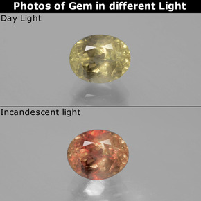 Diasporo con cambio de color  natural de 1,50 ct, corte óvalo, VS-SI