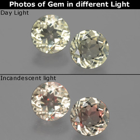 Gemas de Diásporo con Cambio de Color Verde/rosado natural de  ct, Corte Redondo, VS