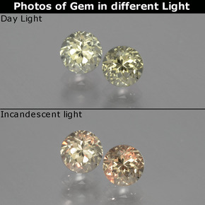 Gemas de Diásporo con Cambio de Color Verde/rosado natural de  ct, Corte Redondo, VS