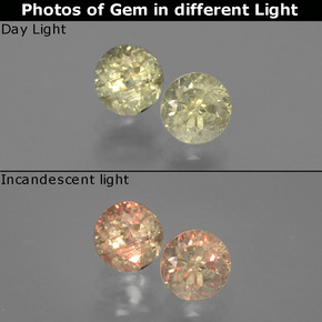 Gemas de Diásporo con Cambio de Color Verde/rosado natural de  ct, Corte Redondo, VS-SI