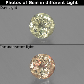 Diasporo con cambio de color  natural de 0,75 ct, corte redondo, VS-SI