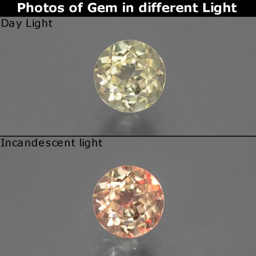 Diásporo con Cambio de Color Amarillo muy claro natural de 0.63 ct, Corte Redondo, VS-SI