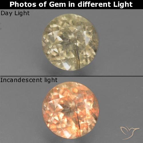 0.63ct Natural Amarillo cálido Diásporo con Cambio de Color, Redondo, VS-SI