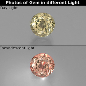 Diasporo con cambio de color  natural de 0,86 ct, corte redondo, VS