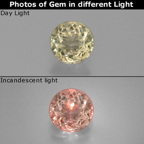 Diasporo con cambio de color  natural de 0,78 ct, corte redondo, VS-SI