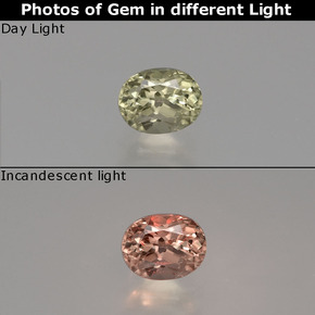 Diasporo con cambio de color  natural de 0,60 ct, corte óvalo, VS