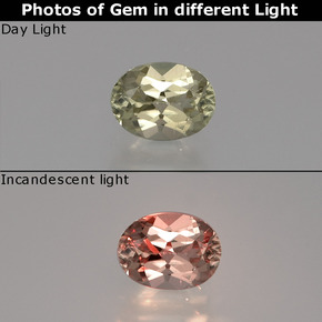 Diasporo con cambio de color  natural de 0,72 ct, corte óvalo, VS