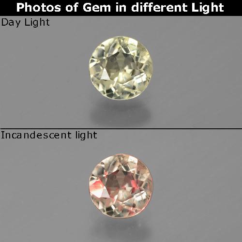 Diásporo con Cambio de Color Amarillo pálido natural de 0.65 ct, Corte Redondo, VS