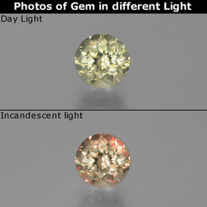 Diasporo con cambio de color multicolor natural de 0,78 ct, corte redondo, VS
