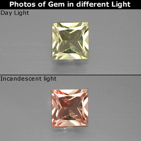 Diasporo con cambio de color  natural de 0,86 ct, cuadrado, VS