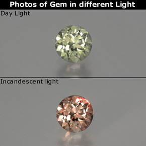 Diasporo con cambio de color  natural de 0,47 ct, corte redondo, VS