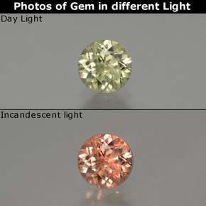 Diasporo con cambio de color  natural de 0,56 ct, corte redondo, VS-SI