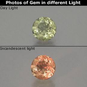 Diasporo con cambio de color  natural de 0,55 ct, corte redondo, VS-SI