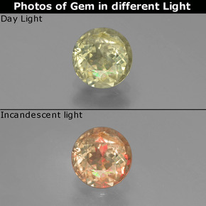 Diasporo con cambio de color  natural de 0,70 ct, corte redondo, SI