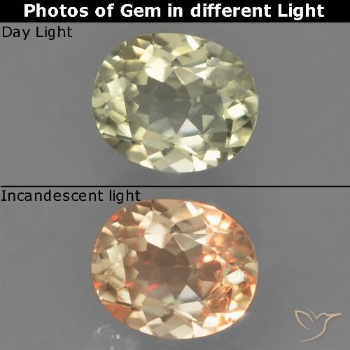 0.85ct Natural Beige amarillo Diásporo con Cambio de Color, Ovalada, VS