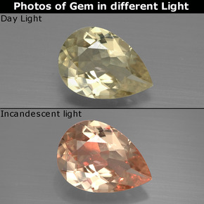 Diasporo con cambio de color cambio de color natural de 1,02 ct, en forma de pera, VVS-VS