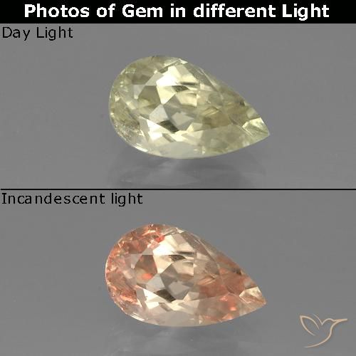 Diásporo con Cambio de Color Amarillo muy claro natural de 1.15 ct, En forma de pera, VS-SI