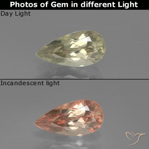1.06ct Natural Beige amarillo Diásporo con Cambio de Color, En forma de pera, VS