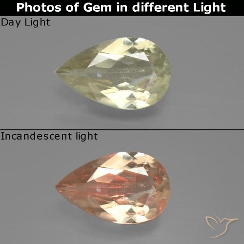 1.23ct Natural Amarillo muy claro Diásporo con Cambio de Color, En forma de pera, SI