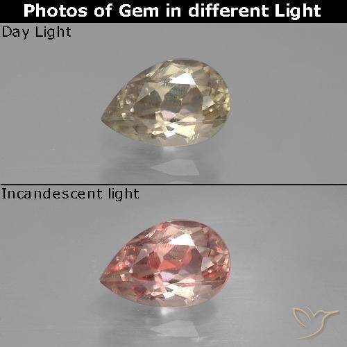 Diasporo con cambio de color amarillo natural de 1,19 ct, en forma de pera, VS-SI
