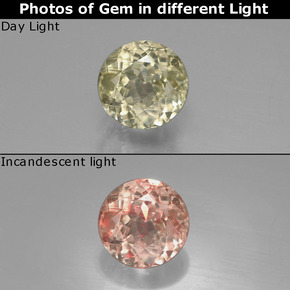 Diásporo con Cambio de Color Verde/rosado natural de 1.48 ct, Redondo, SI