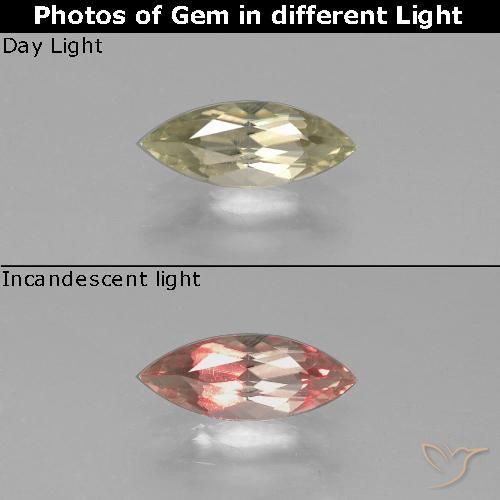0.99ct Natural Amarillo pálido Diásporo con Cambio de Color, Marquesa, VS