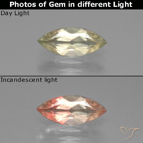 1.07ct Natural Amarillo muy claro Diásporo con Cambio de Color, Marquesa, VS
